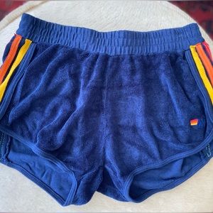 aviator nation.size small.blue terry cloth shorts.